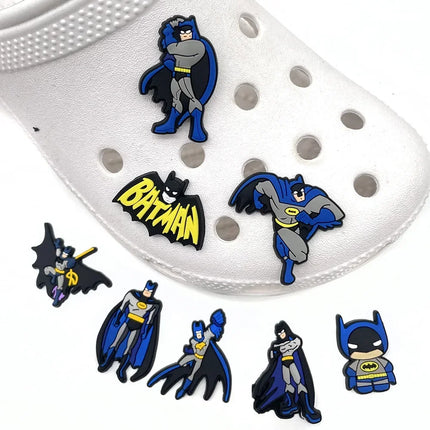 8Pcs Superheroes Batman Shoe Charms for Clogs Bubble Slides Sandals PVC Shoe Decorations Buckle Accessories for Kids