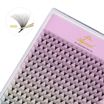 AGUUD 10 trays/lot Korea premade russian volume lashes super fans needle pointy stem narrow base promade fans eyelash extensions