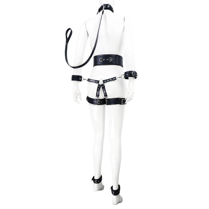 Puppy play SM Bondage Kit Erotic Restraint Collar, Wrist Ankle Thigh Cuffs, Waistband, Cross Buckle Adults Games for Couples