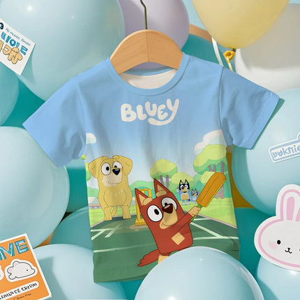 Toddler 2026 Bluey Anime 3D T-Shirt Summer Lightweight Cool Short Sleeve Cartoon Print Casual Tee for Boys and Girls