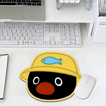 Cute Pingu Penguin Shaped Mousepad Office Essential Wrist Support Computer Keyboard Desk Mat Anti-Slip Durable For Men Women
