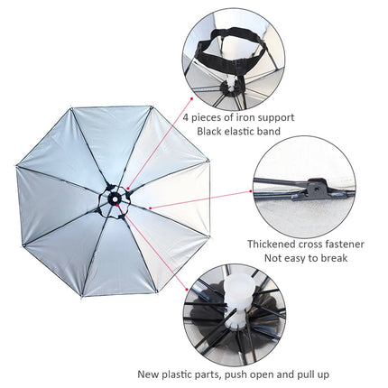 Portable Rain Umbrella Hat Foldable Outdoor Fishing Sunshade Waterproof Camping Headwear Beach Head Hats Fishing Hat 55-95CM