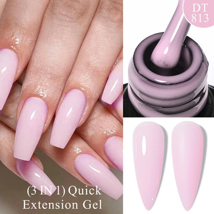 MEET ACROSS 7ml Rubber Base Gel Glitter Nude Pink White 2 In 1 Gel Nail Polish Nail Art Varnish For Nails Winter Autumn Manicure