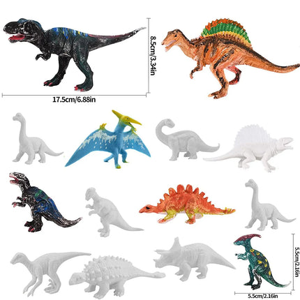 6/8PCS Unpainted DIY Dinosaur Paint Kit 3D Blank Dinosaur Figures Craft Painting Set Montessori Educational Creative Graffiti