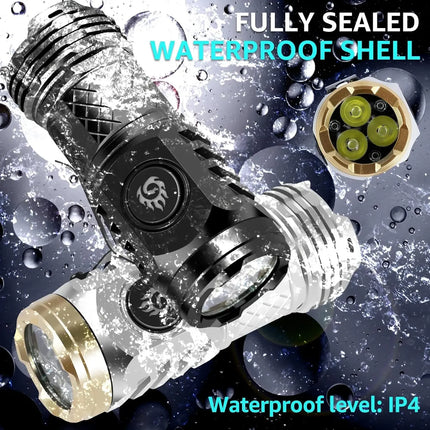 High Power LED Flashlight Torch Ultra Powerful LED Flashlight Built-in Battery Portable Outdoor Flash Light for Kids Exploring