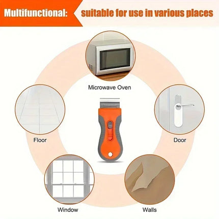Glue Removal Blade with 10 Blades, Telescopic Adjustment Knife, Cleaning Scraper Tool for Removing Labels Stickers Paint