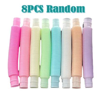 8PCS for Kids Adult Pop Tubes Glow in The Dark Fidget Tubes Colorful Sensory Fidget Toys Anxiety Stress Relief Toys Party Favors