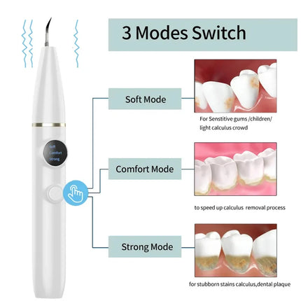 PAKISS Ultrasonic Tooth Cleaner Plaque Remover for Stain Tarter Calculus with Led 3 Adjustable Modes Safe for Adult Kids FY-B700