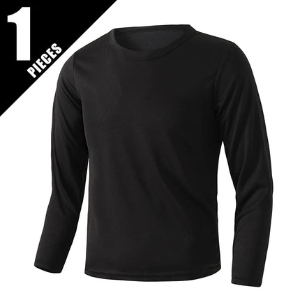 1/5 Set Of 2026 Spring/Summer New Item Youth Solid Color Sports Quick Drying Long Sleeved Casual T-shirt For 13-16 Year Old Boys