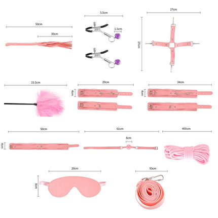 Sex Toys BDSM Bondage Kits Genuine Leather Restraint Set Handcuffs Collar Gag Vibrators Sex Toys For Women Couples Adult Games