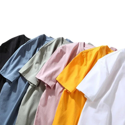 High Quality 100% Cotton T-shirts for Men, 2025 Summer Casual Tees, Solid Color Couple Oversized T-shirts, Black White Grey Sports Tops