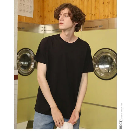 100% cotton Solid Tshirts Mens Short Sleeve Fashion Brand Trend White Black Clothing Tees Woman Customized Products Summer