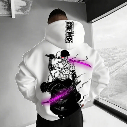 One Piece Zoro Anime Men Hooded Sweatshirt Spring Autumn Cotton Streetwear Casual Hoodie Graphic Print Cosplay Long Sleeve Tops
