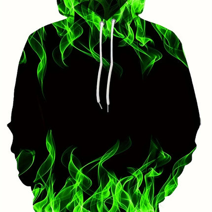 2024 Creative Flame 3D Print Hoodie, Cool Hoodies Mens,Spring Autumn Pullover Hooded Sweatshirt,Oversized Harajuku Y2k Clothes