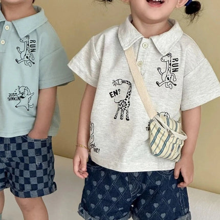Kids Shirts 2026 Summer Spring Shirt for 1-10 Years New Girls Boys Short-sleeved Blouses Cartoon Baby Fashion Tops