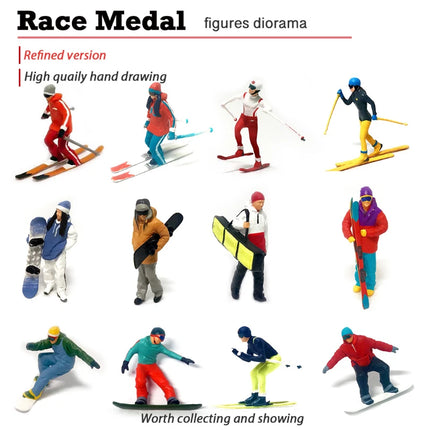 2025 New 1/64 Scale Ice And Snow Athlete Hand Painted Skiing Miniature Model DIY Scene Paired With Holiday Gift Toy Figurine