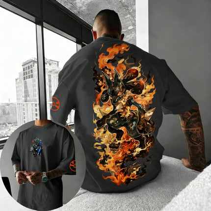 Pokemon  Anime Men and Women Summer T-shirt New Lucario Creative Printed Street Hip Hop Loose Casual Y2K Parent Child Top