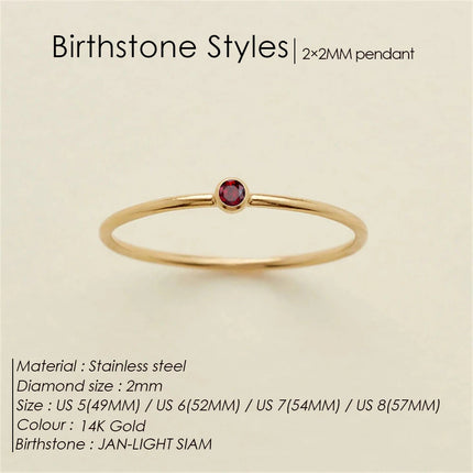 eManco Stainless Steel Birthstone Ring  Gold Color Simple Fashion Style For Women Festival Party Gift