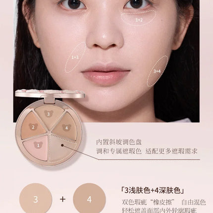 Flower Knows The Sweetie Bear Collection 5-Color Concealer Palette Covers Dark Circles Around Eyes And Face