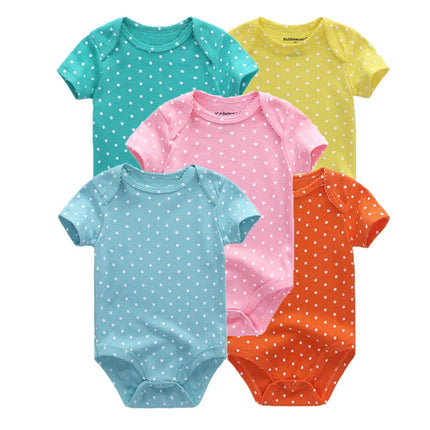 Kiddiezoom 5 Pcs/Lot Four Seasons Fashion Cartoon Short Sleeve Baby Boy Girl Bodysuits Soft 100%Cotton NewbornOnesies