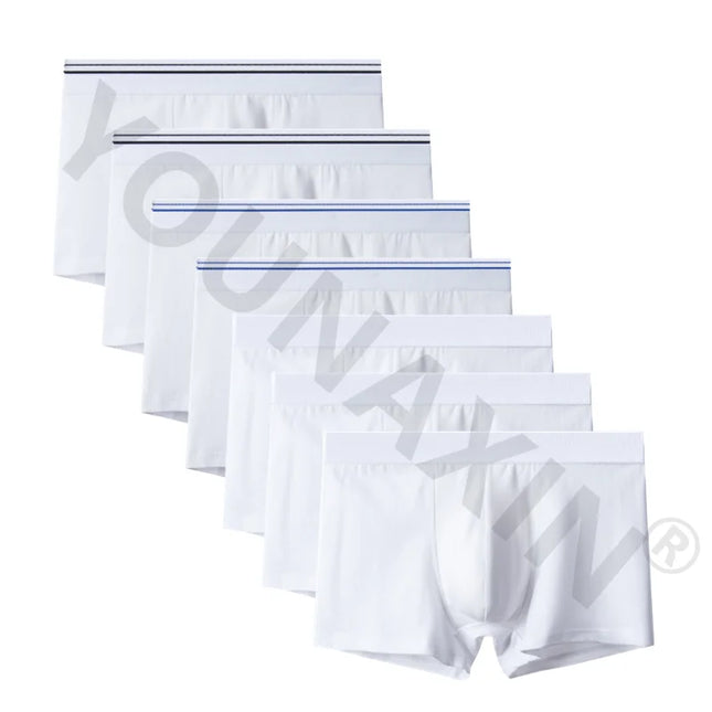 7 Pcs Big Size White Cotton Men Boxers Shorts Underwear Panties Homme Underpants Sexy Undies Undershorts Gifts L XL 2XL 3XL 4XL