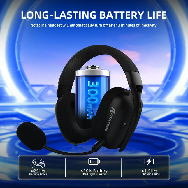 ATTACK SHARK L80PRO Wireless Gaming Headset Tri-Mode 2.4GHz Bluetooth Wired 40mm Drivers Mic Low Latency Lightweight Headphone