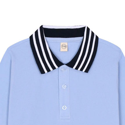 Kids T-Shirt Baby Boys Toddler Polo Shirts For Children's Clothing Boys Clothes Cute Korean Polos Striped White Blue Summer Tops