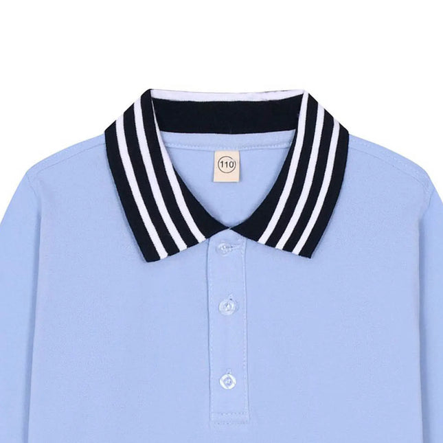Kids T-Shirt Baby Boys Toddler Polo Shirts For Children's Clothing Boys Clothes Cute Korean Polos Striped White Blue Summer Tops