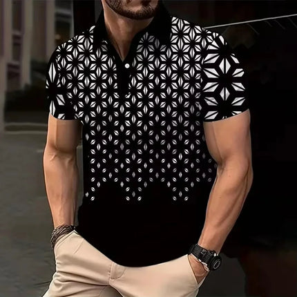 Colorful Geometry 3D Printed Polo Shirt For Men Simple Fashion Pattern Tees Summer Street Short Sleeve Tops Lapel T-Shirts