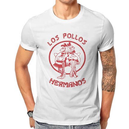 Funny Los Pollos Hermanos Breaking Bad  T-Shirt Men Crewneck Cotton T Shirt Chicken Brothers Short Sleeve Tees Printing Tops