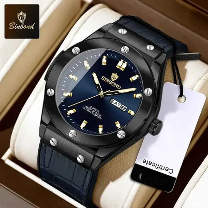 BINBOND Top Brand Business Classic Men's Watches Waterproof Date Week Luxurious Luminous Multifunction Fashion Male Quartz Watch