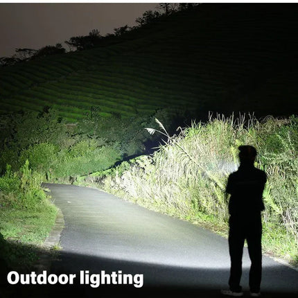 Super Bright LED Flashlight USB Rechargeable Torch with Built-in Battery Telescopic Zoom Lantern for Outdoor Hiking Fishing