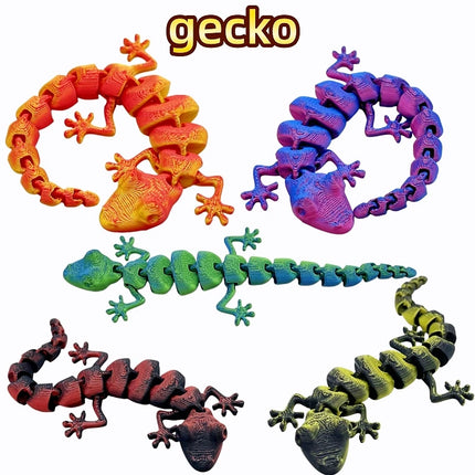 5-Piece Set of Chameleon, Lizard, Octopus, Crocodile, and Gecko Animal Figures, Jointed, Toys，Desktop Ornament, Perfect Gift