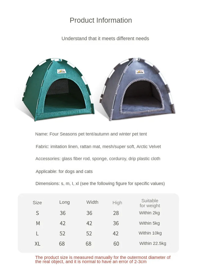 Foldable Pet House Pet Tent Four Seasons Universal Cat and Dog Pet Nest Summer Cool Mat Outdoor Portable Foldable Breathable