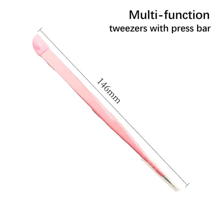 14.6cm Long Multi-function Double Sided Tweezers Silicone Pressing Head Nail Tweezers Sticker Rhinestones Picker Manicure Tools