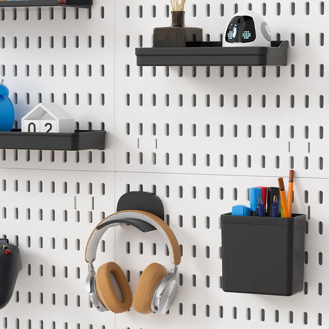 Nordic-Style Wall-Mounted Storage Pegboard: Drill-Free Headphone & Keyboard Stand for Gaming/Study Rooms, Also for Display