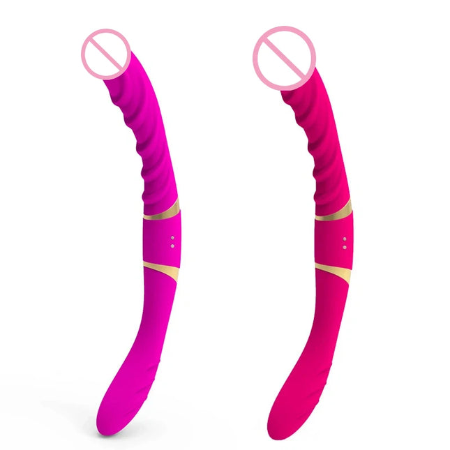 Lesbian Masturbation Vibrators Female Sex Toy 12 Frequency Double Ended Vibrating Massage Stick Silicone Dildo Plug Vibrator