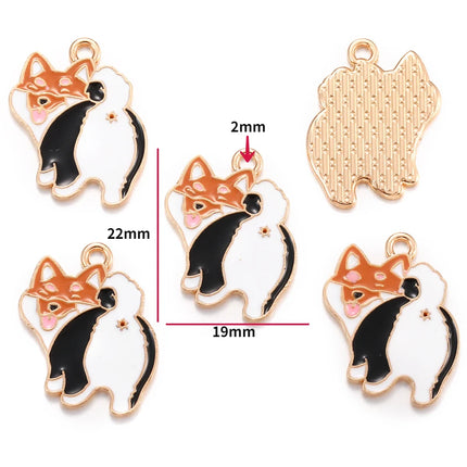 10pcs Enamel Dog Charm for Jewelry Making Supplies Corgi Earring Animal Pendant Bracelet Necklace Accessories Diy Finding W405
