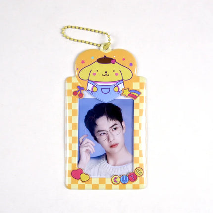 Sanrios Gudetama Keychain with Photo Card Holder Anime Keroppi Tuxedosam Photocard Holder Key Ring Accessory for Bag Backpack