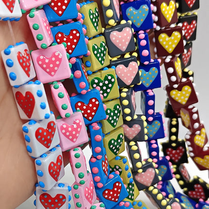 4pcs/8pcs16mm Full-hearted Color-matched Lampwork Glass Bead DIY for Jewelry Making Bracelets Earrings Necklace Gifts Accessorie