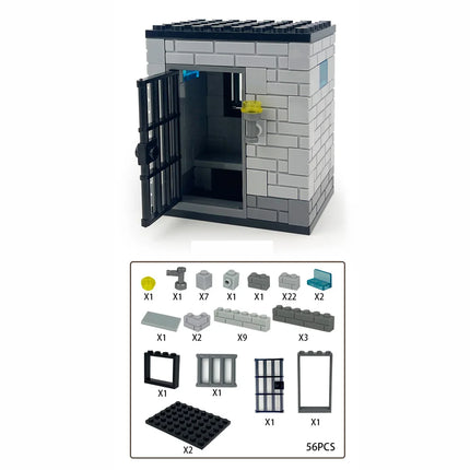 Classic Jail Building Model - Police vs Thief Brick Set for Collection and Display