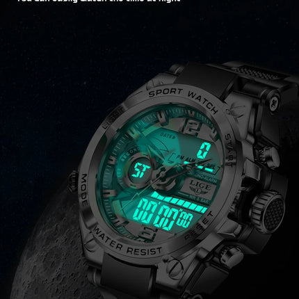 LIGE Men Military Watch Digital 50m Waterproof Wristwatch LED Quartz Clock Sport Watch Male Big Watches Men Relogios Masculino