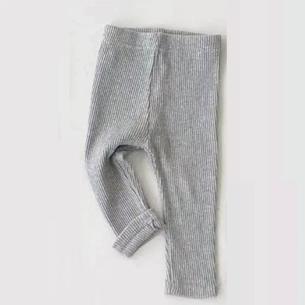 Baby Solid Leggings Girls All-match Striped Skinny Pants Kids Cotton Elasticity Slim Pants Newborn Boy Stretch Trousers