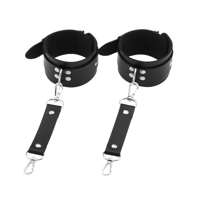 Bondage Wrist Restraints – Fetish Gear, Adjustable PU Leather Handcuffs for Role Play, Couples Adult Toy  HF-0002