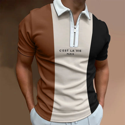 Men's Tops Polo Golf Men's King Print T Shirt High Quality Turndown Short Sleeve Zipper Pullover Original Golf Wear Men Clothing