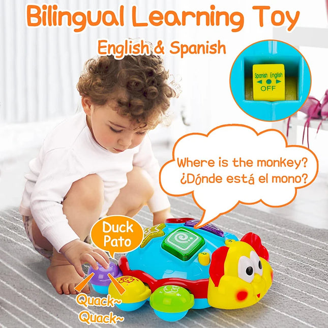 Baby Crawling Walking Musical Toy Spanish English Bilingual Learning Education Toys Babies Light Up Infant Toys for Kids Gifts