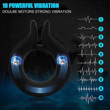 Rabbit Vibrating Cock Ring Sex Toy - 10 Vibrations,Rechargeable,Silicone Penis Ring For Men Couples Sex Tool Clitoral Stimulate