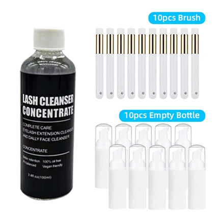 Eyelash Extension Shampoo Concentrate Kit 100ml Lash Bath Foam Cleanser Mousse Friendly For Daily Face lash cleanser concentrate