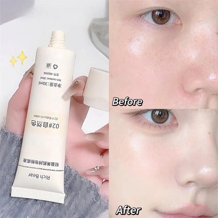 Moisturizing Liquid Foundation Ivory White Natural Color BB Cream Waterproof Lasting Base Concealer Lightweight NonSticky Makeup
