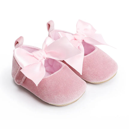 Spring and Autumn Baby Butterfly Knot Fashion Fluffy Princess Shoes 0-1 Year Old Baby Shoes Sneakers
